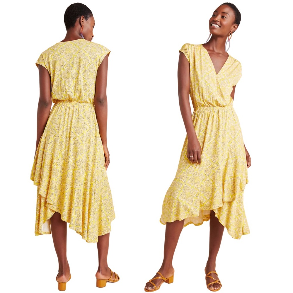 Anthropologie Asymmetrical Dress in Sunny Yellow